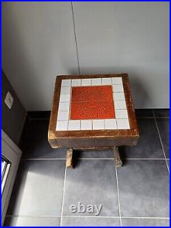 Tabouret Bois Massif Brutaliste Ou Porte Plantes Art Déco
