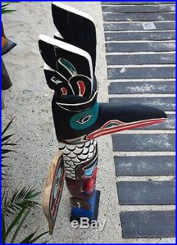 Totem des Indiens, Totem bois Little Big Horn Amérique grandes tailles 1,00 M