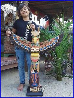 Totem des Indiens, Totem bois Little Big Horn Amérique grandes tailles 1,02 M