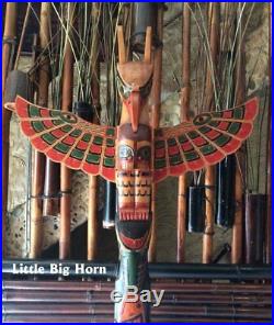 Totem des Indiens, Totem bois Little Big Horn Amérique grandes tailles 2,00 M