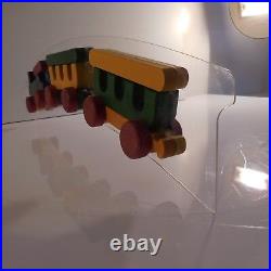 Train jouet bois plexiglas fait main vintage design XXe art déco PN France N2294
