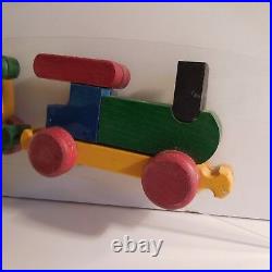 Train jouet bois plexiglas fait main vintage design XXe art déco PN France N2294
