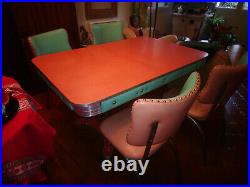 Tres Rare Art Deco Table Et Chaises Dinner USA Original 1955 T Belle Made In USA