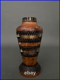 Vase Art déco en bois sculpté 1930 par J. Perard M3083