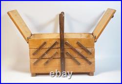 Véritable Panier À Couture Art Déco Pliable En Bois Avec 5 Compartiments Véritable Panier À Couture Art Déco Pliable En Bois Avec 5 Compartiments